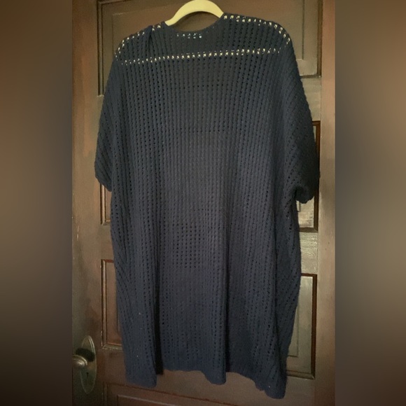 Navy blue knit coverup or cardigan - Picture 2 of 2